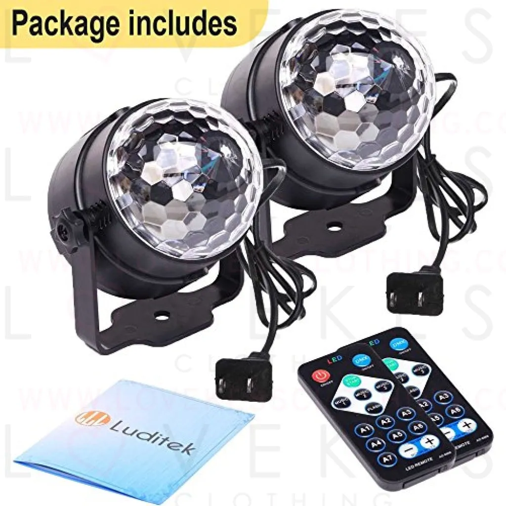 [2-Pack] Sound Activated Party Lights with Remote Control Dj Lighting, RGB Disco Ball Light, Strobe Lamp 7 Modes Stage Par Light for Home Room Dance Parties Bar Karaoke Xmas Wedding Show Club