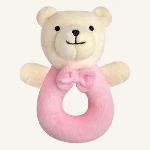 abracadabra Polyester Ring Rattle Toy For Newborns & Babies-Develops Sight, Sound & Motor Skills (0-24 Months, Bear Pink, 14 X 11 X 7 Cm)