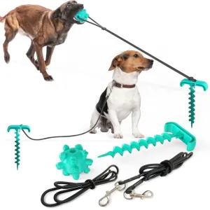 Adjustable Tie Dog Leash & Chew Toy - Durable Nylon, 2.5-5 ft, Promotes Physical Activity