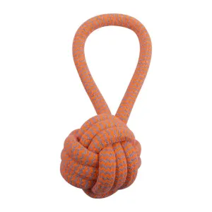 AllPetSolutions Dog Ball Rope Toy with Loop, Orange