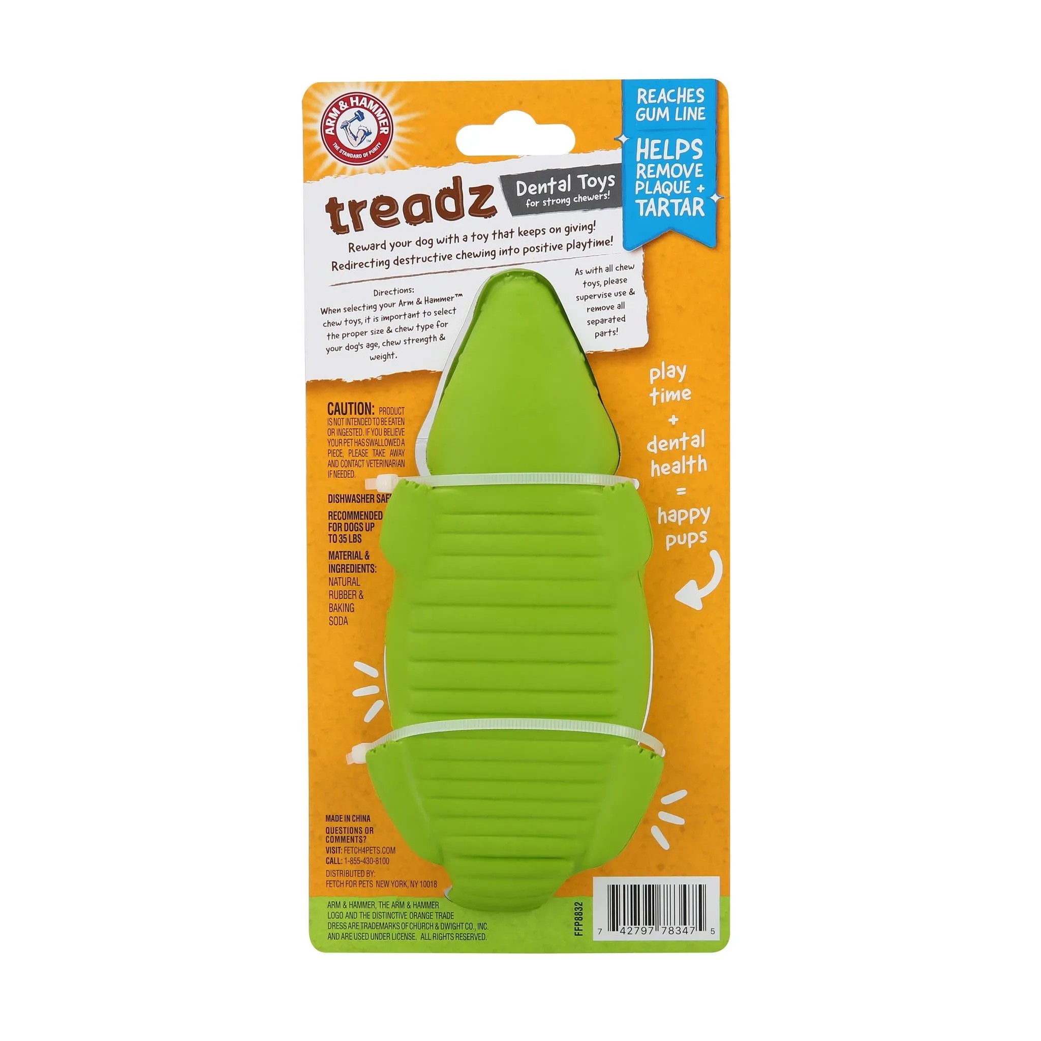 Arm and Hammer Super Treadz Gator Dental Dog Toy