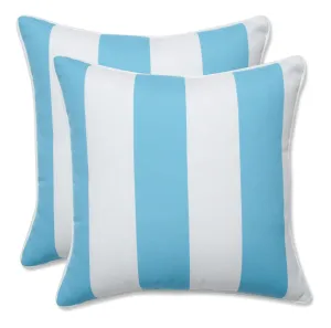 Cabana Stripe Turquoise 16.5-Inch Throw Pillow (Set of 2)