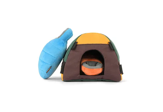 Camp Corbin Squeaky Plush Dog toys, Trailblazing Tent