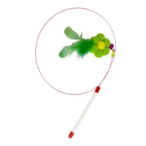 Cat Feather Toy, Flower Cat Teaser Wand with a Bell Colourful to Run Jump and Play