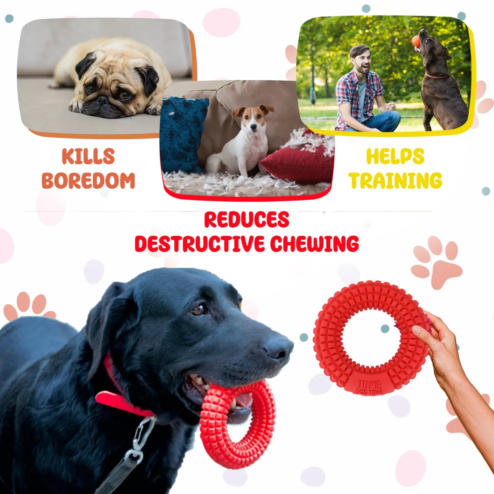 Dog Chew Toys for Aggressive Chewers - Chew Ring Interactive Medium Large Dog Puzzle Toys