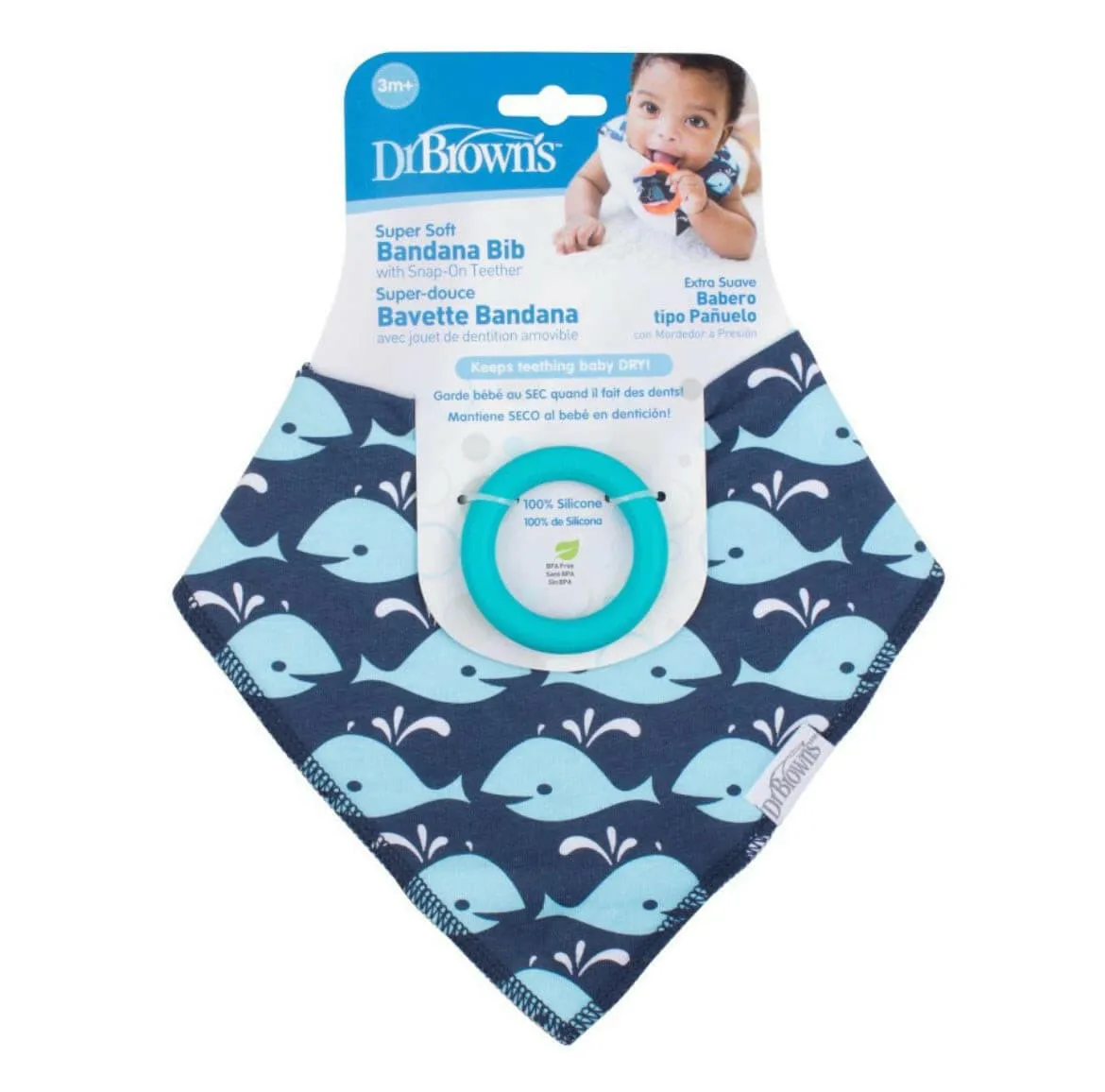 Dr Brown's Bib Teething Bandana - Blue