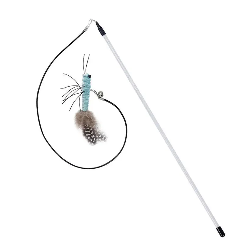 Dr.DC Interactive Teasing Cat Stick with Insect, Dragonfly & Feather Toys - Fun Pole for Play & Training