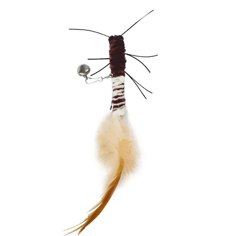 Dr.DC Interactive Teasing Cat Stick with Insect, Dragonfly & Feather Toys - Fun Pole for Play & Training