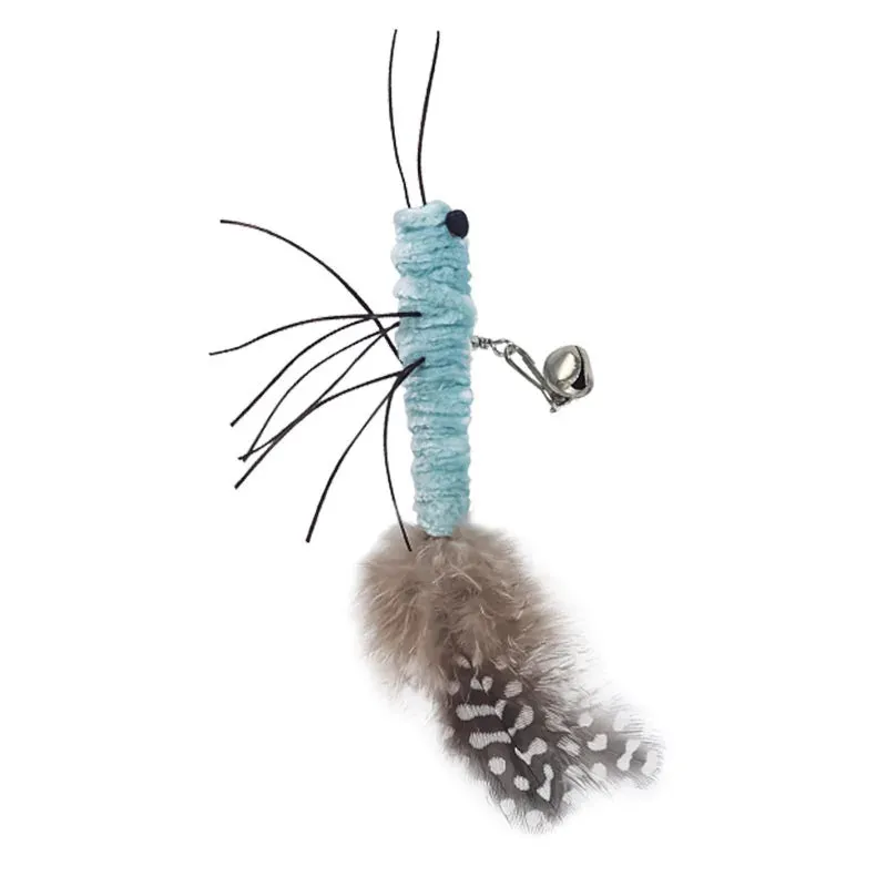 Dr.DC Interactive Teasing Cat Stick with Insect, Dragonfly & Feather Toys - Fun Pole for Play & Training