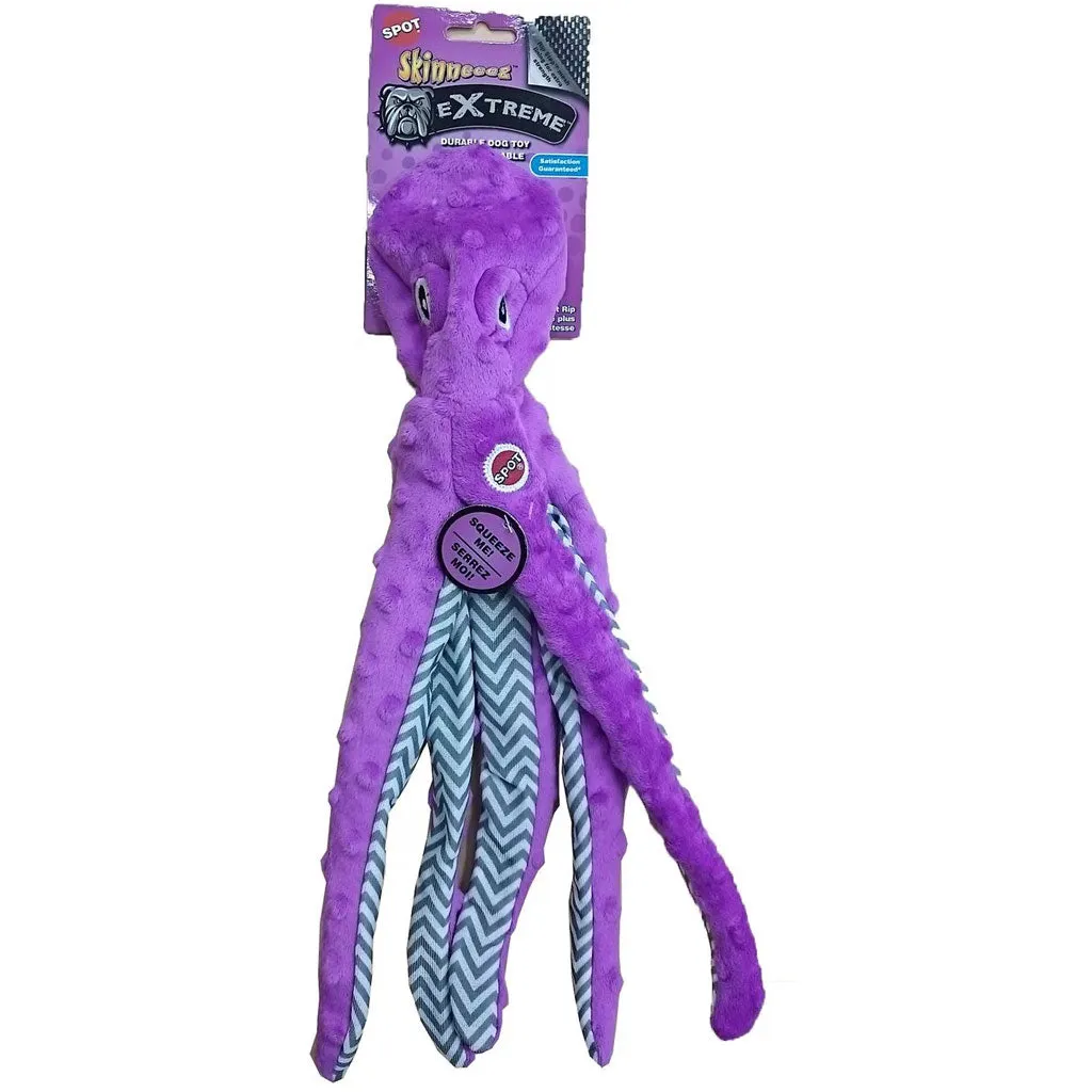 Ethical Pet Skinneeez Extreme Stuffing-Free Squeaky Octopus Plush Dog Toy, Color Varies, 16"