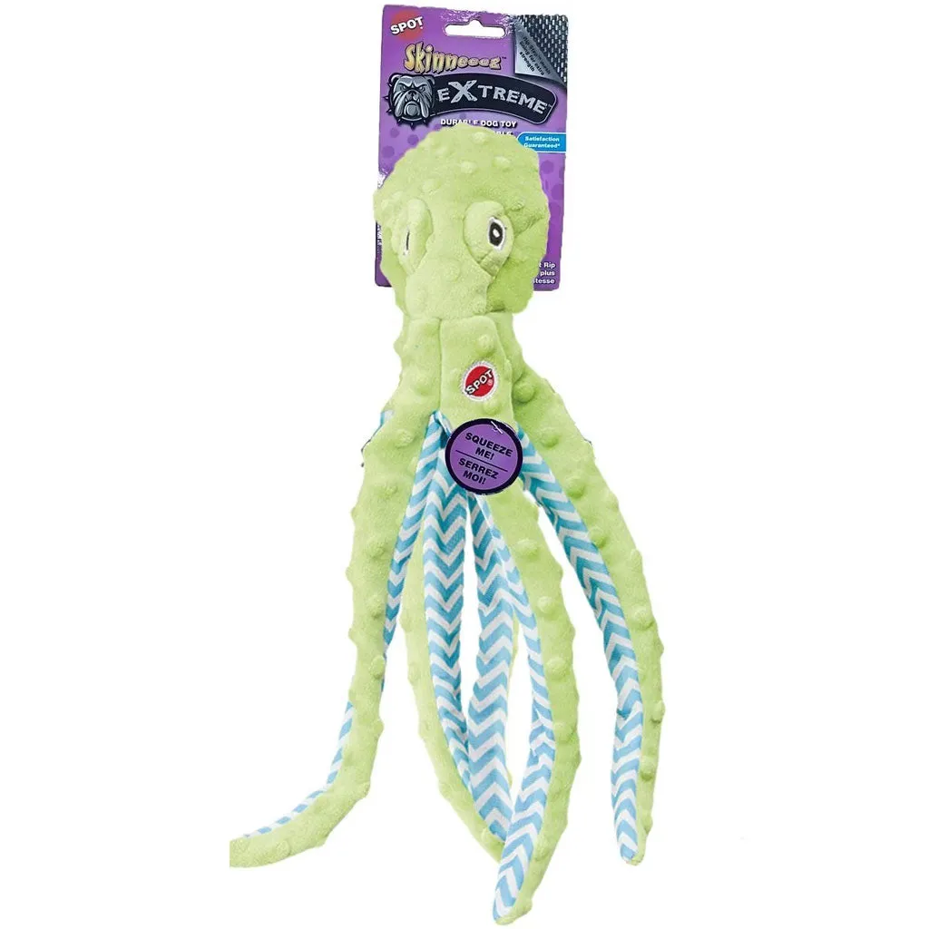 Ethical Pet Skinneeez Extreme Stuffing-Free Squeaky Octopus Plush Dog Toy, Color Varies, 16"