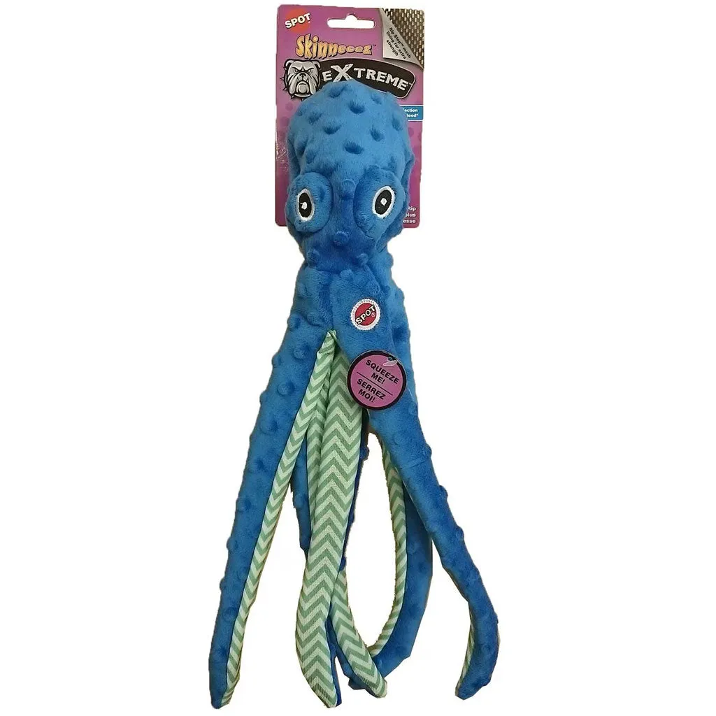 Ethical Pet Skinneeez Extreme Stuffing-Free Squeaky Octopus Plush Dog Toy, Color Varies, 16"