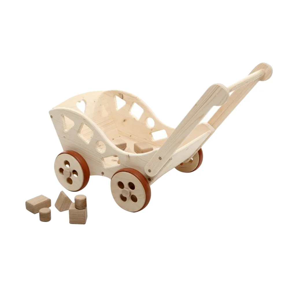 Extra Large Wooden Push Cart With Blocks