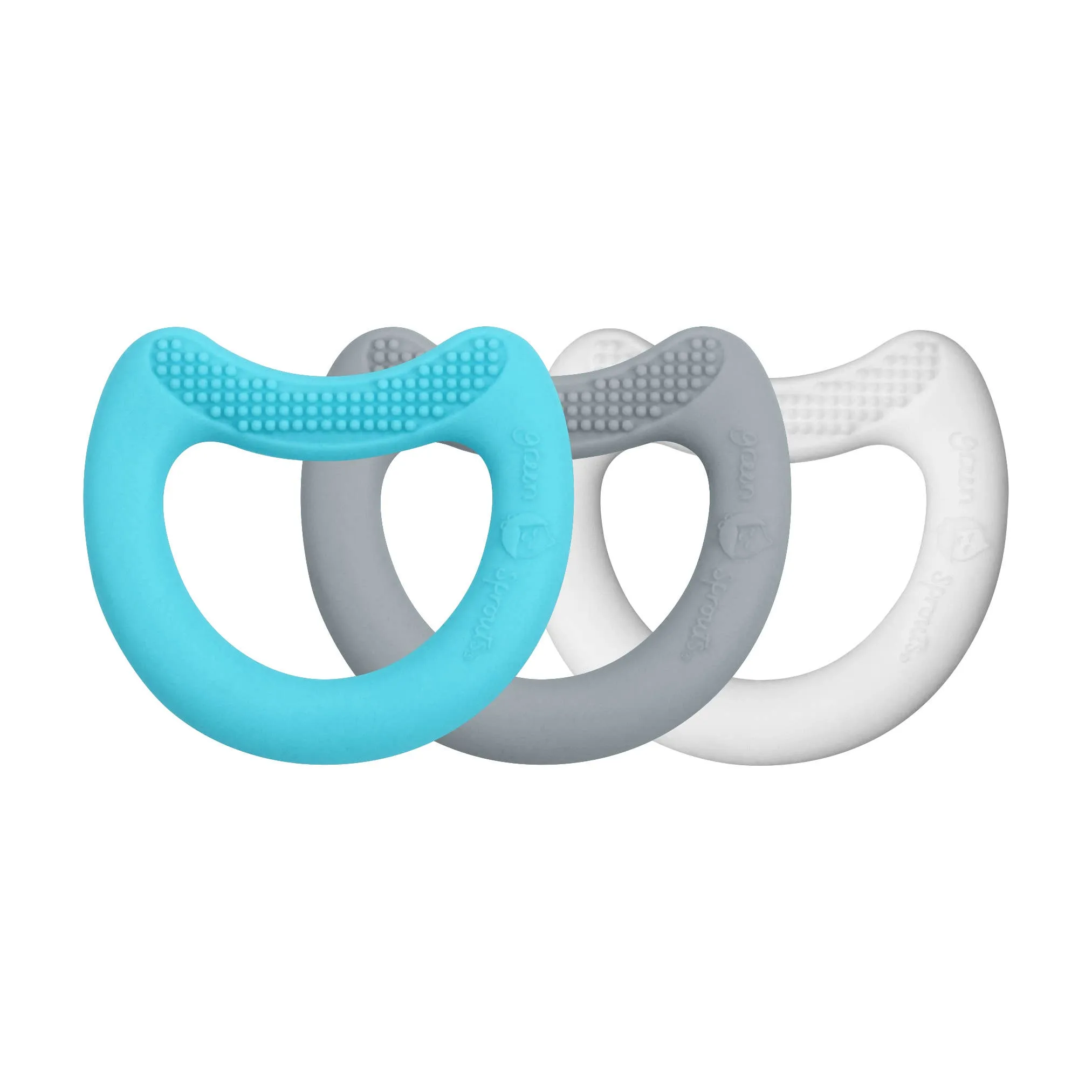 First Teether - Three Pack - White, Grey and Aqua / Pink