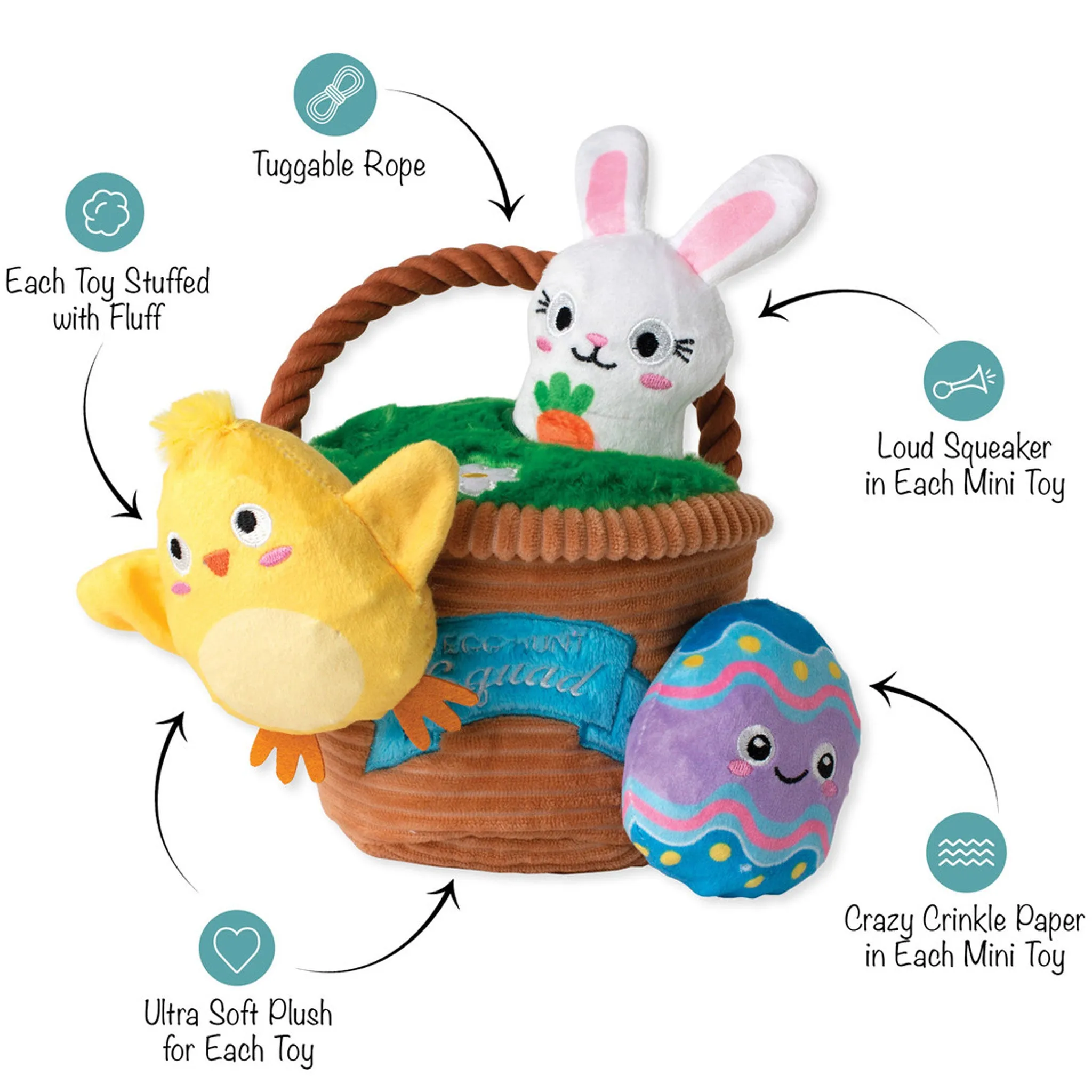 Fringe Egg Hunt Burrow Dog Toy Set - 4 Pack