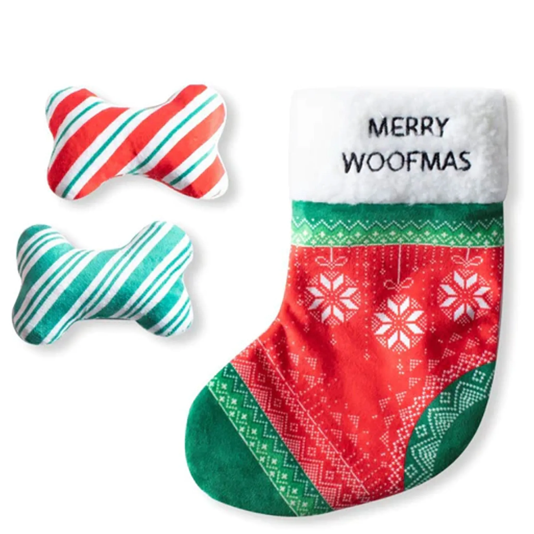 Fringe Merry Woofmas Stocking Dog Toys - 3 Pack