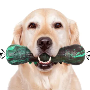 HETOO Dog Chew Toys Indestructible Dog Toys for Large Medium Breed Durable Rubber Squeaky Dog Toy for Aggressive Chewers Tough Strong Bone Dog Toy Outdoor Interactive Dog Toys Birthday Gifts Mix Green