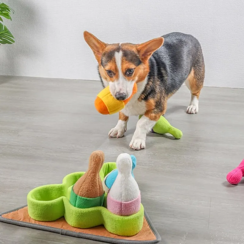 Interactive Bowling Puzzle Dog Treat Dispenser Toy