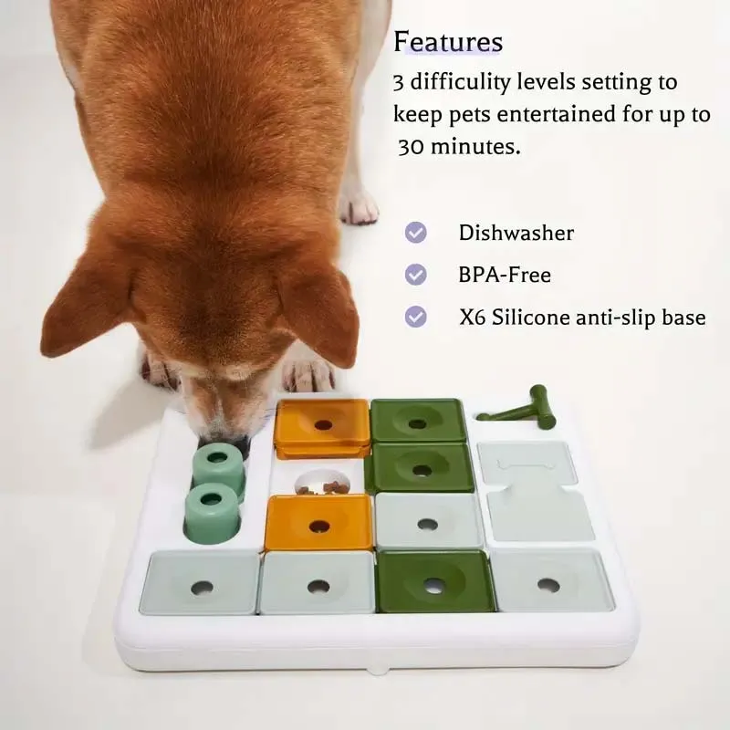 Interactive BPA-Free Dog Puzzle Feeder - Slow Eating Toy for Puppies & Adults.