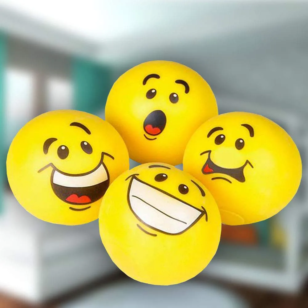 Kicko Emoji Pull and Stretch Bounce Balls - 24 Pack - Assorted Smiling Faces - High