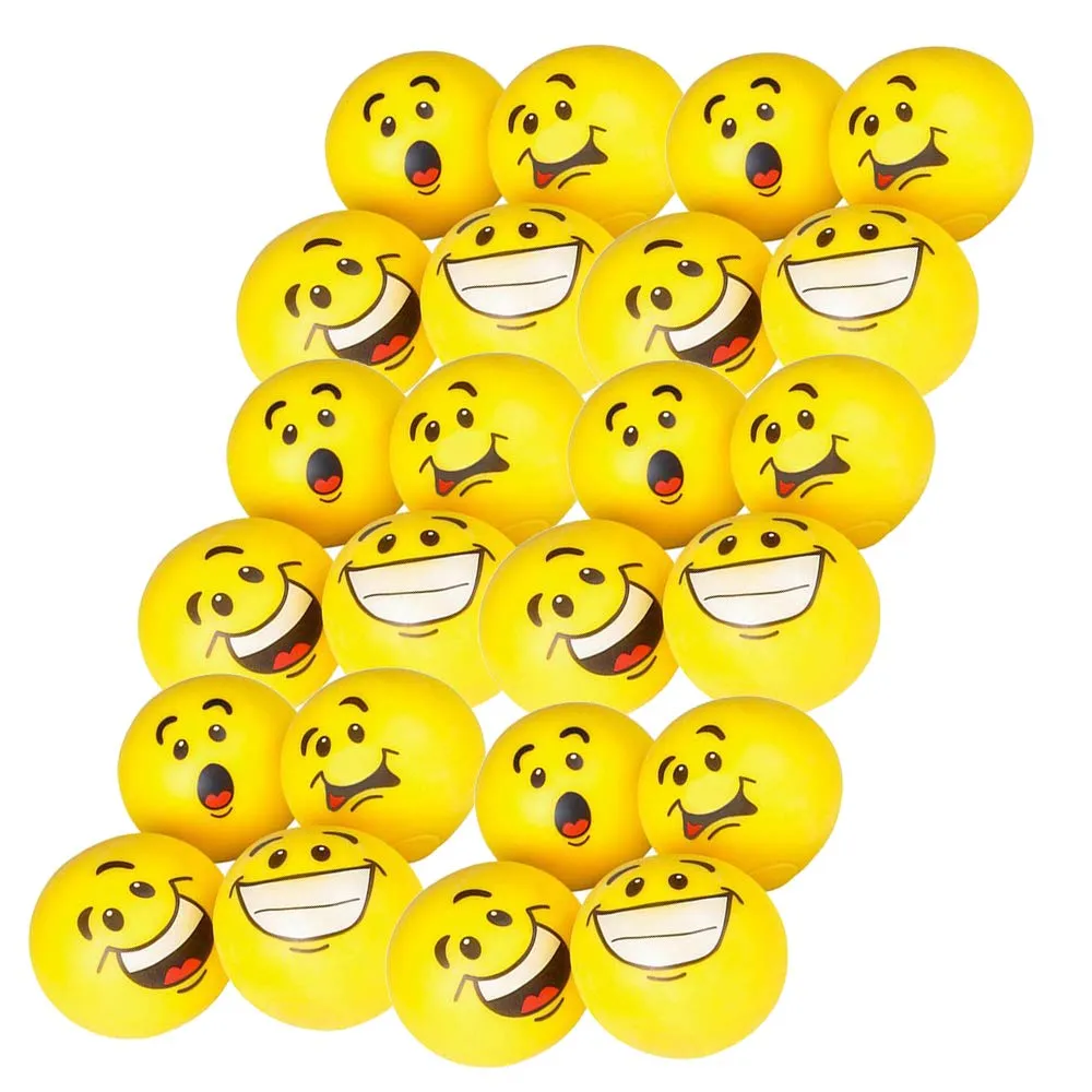 Kicko Emoji Pull and Stretch Bounce Balls - 24 Pack - Assorted Smiling Faces - High