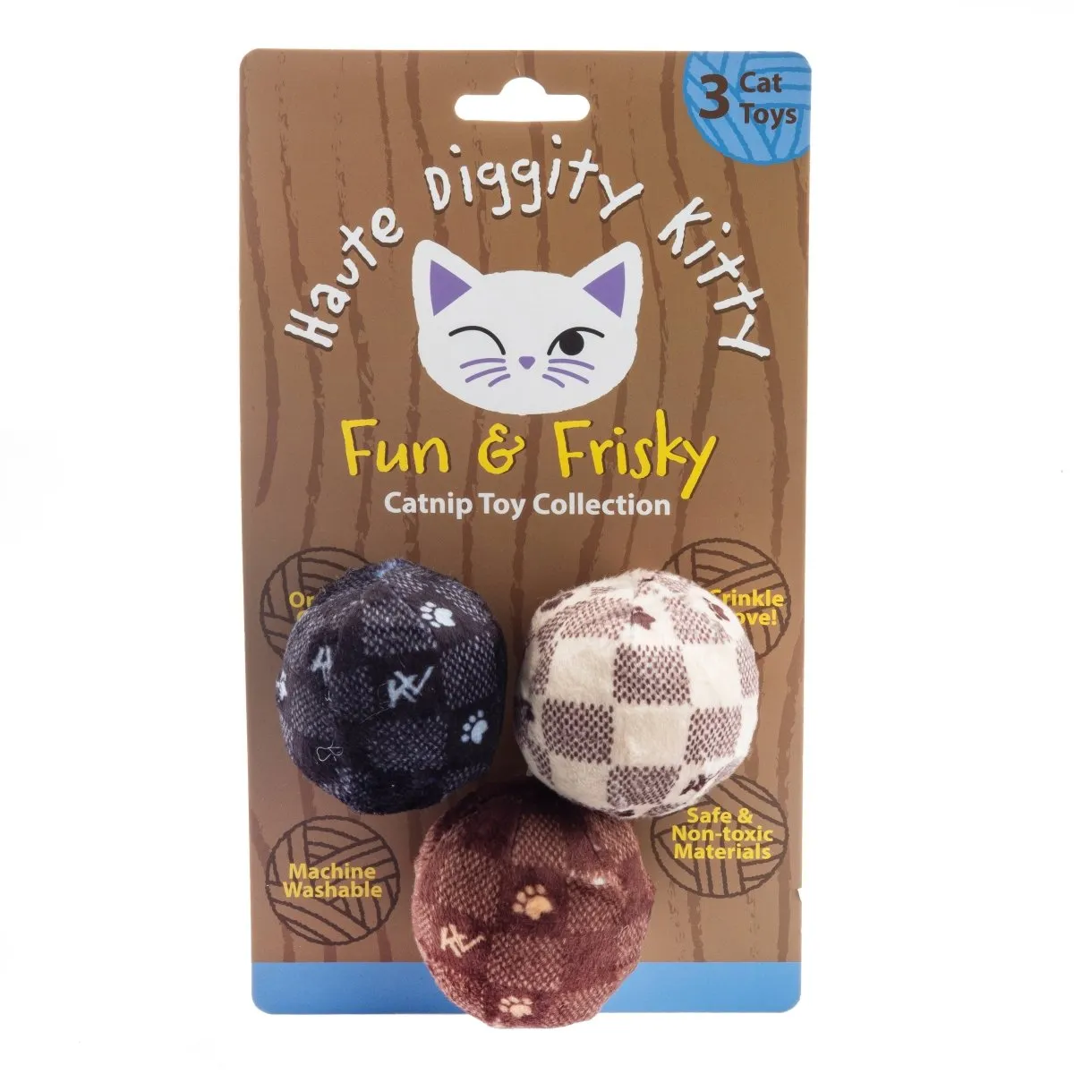 Kitty Vuiton Balls (Checker) Organic Catnip Toys