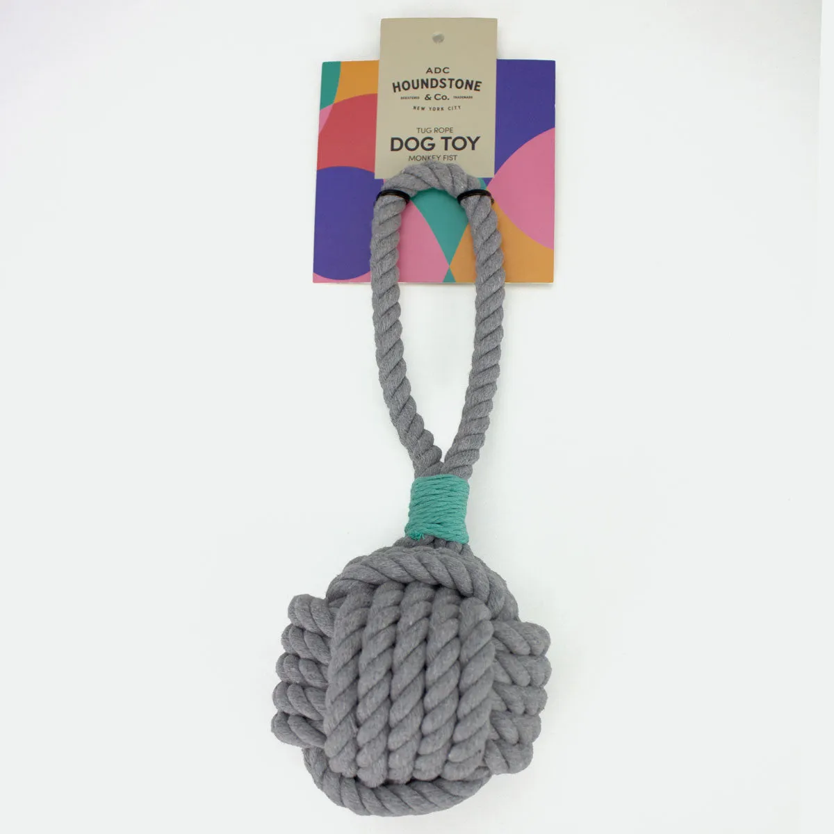 Large Monkey Fist Durable Dog Toy - Grey - Cotton Rope with Handle for Interactive Play and Exercise