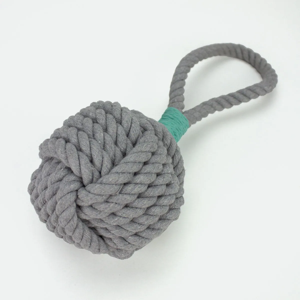 Large Monkey Fist Durable Dog Toy - Grey - Cotton Rope with Handle for Interactive Play and Exercise