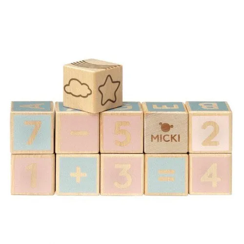 MICKI Wooden Letter and Number Building Blocks 36 pcs