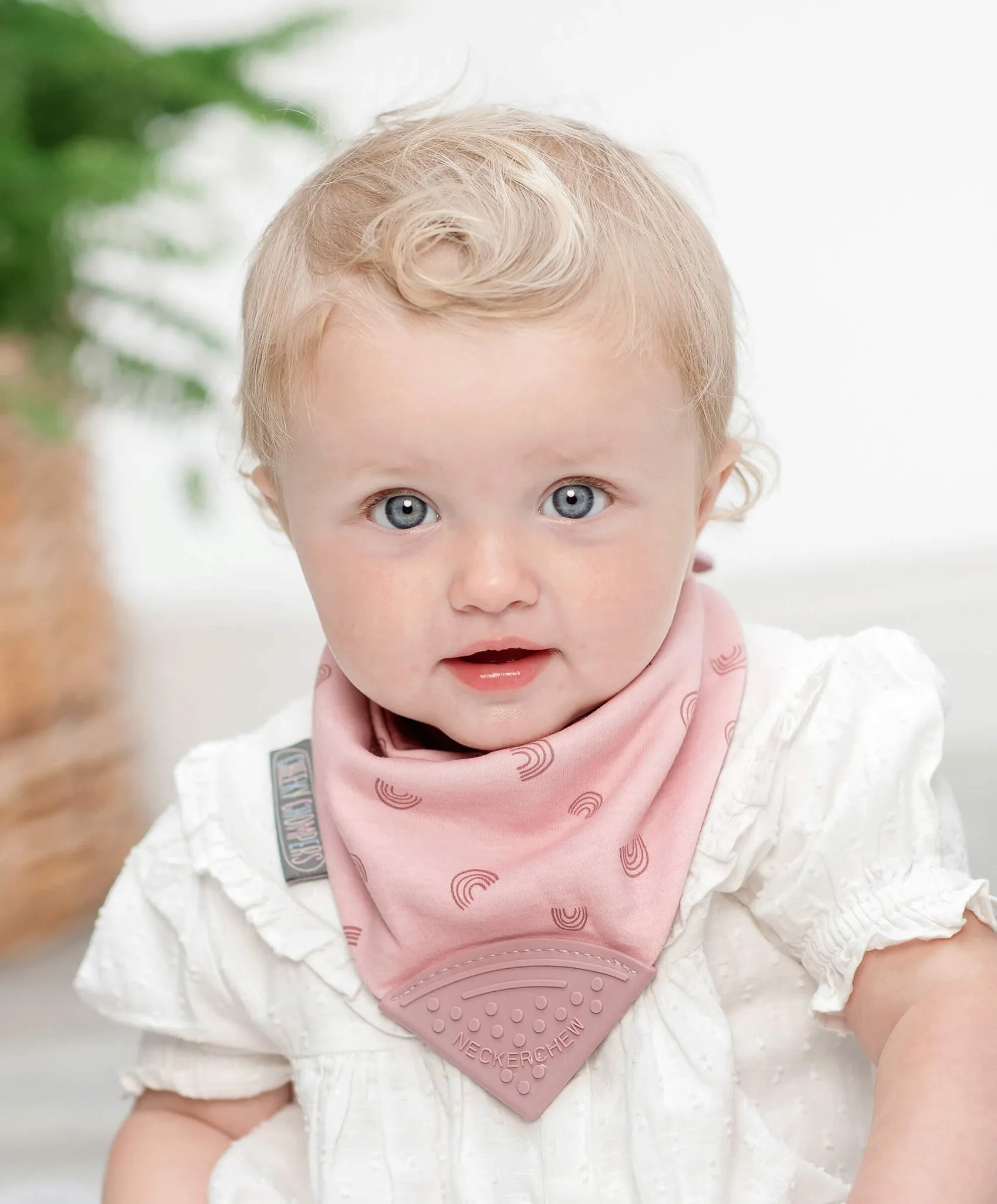 Neckerchew Teething Dribble Bib - Rainbow Rose