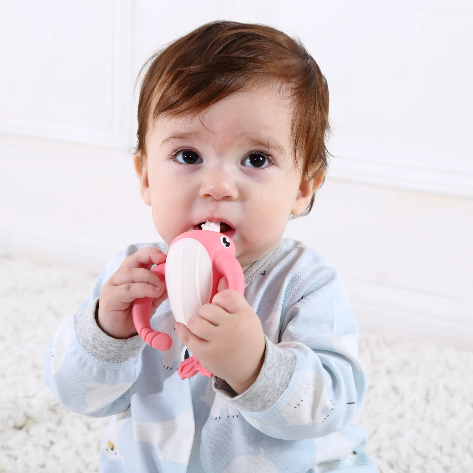 Nora Narwhal Silicone Teether - Old Roze