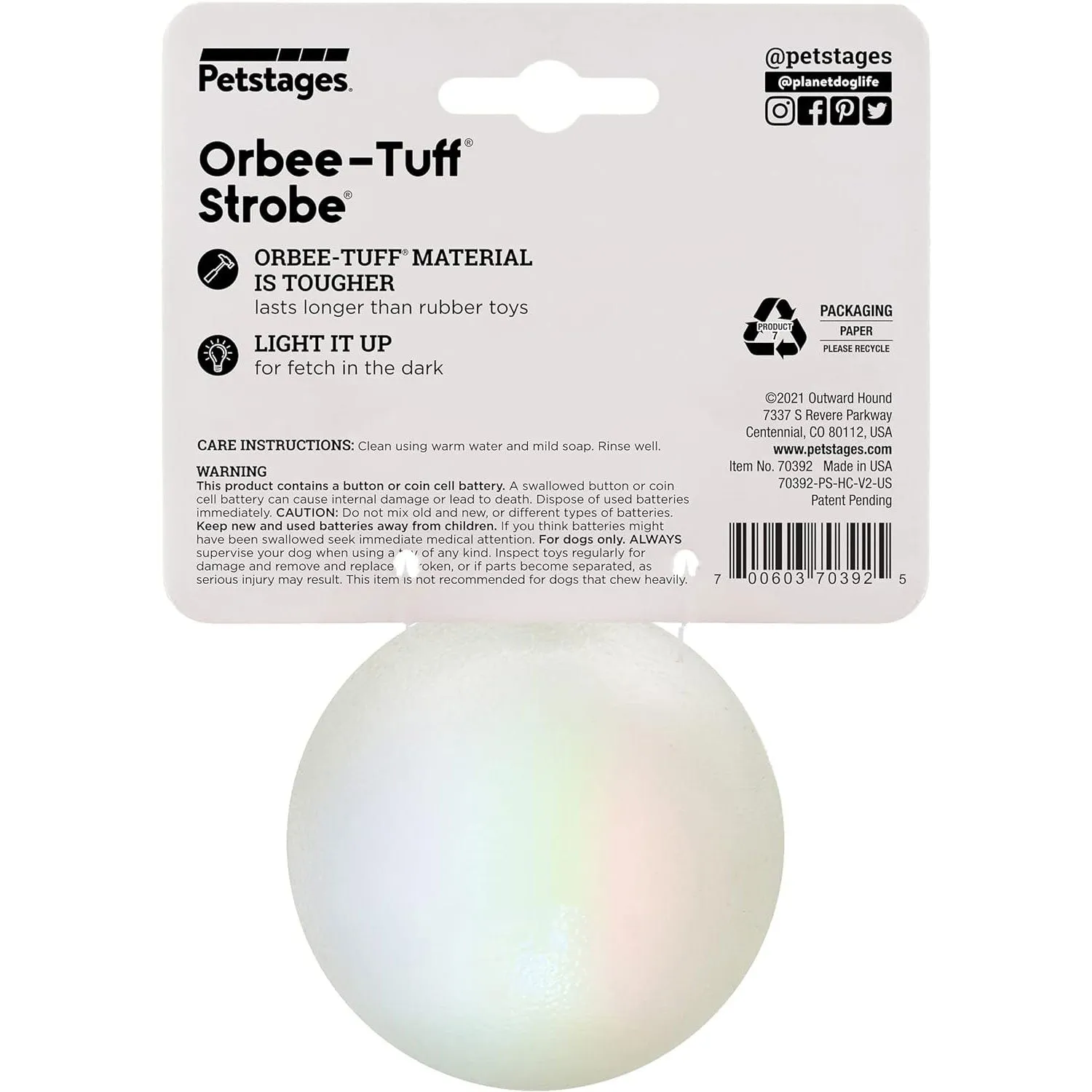 Orbee Tuff Light Up Strobe Multi White