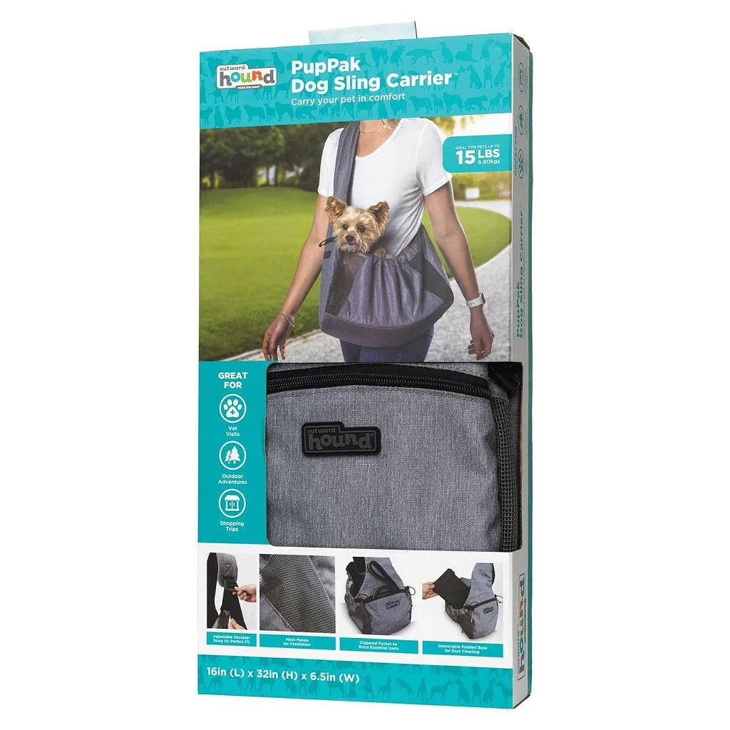 Outward Hound PupPack Sling Carrier Grey For Dog