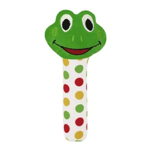 Pikipo Froggy Face Rattle Soft Toy with Squeeze Handle for Squeaky Sound (Green)