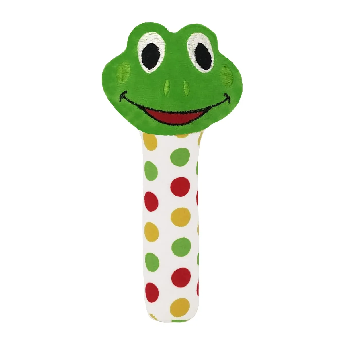 Pikipo Froggy Face Rattle Soft Toy with Squeeze Handle for Squeaky Sound (Green)