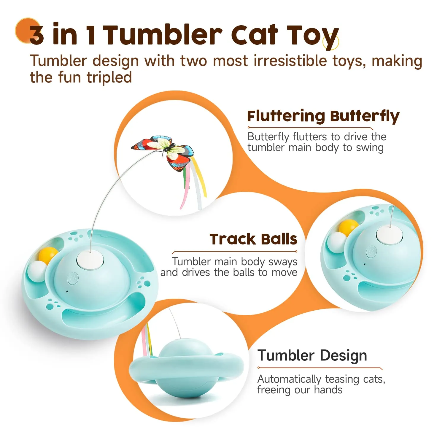 Potaroma Cat Toys Tumbler Smart Interactive Electronic Kitten Toy