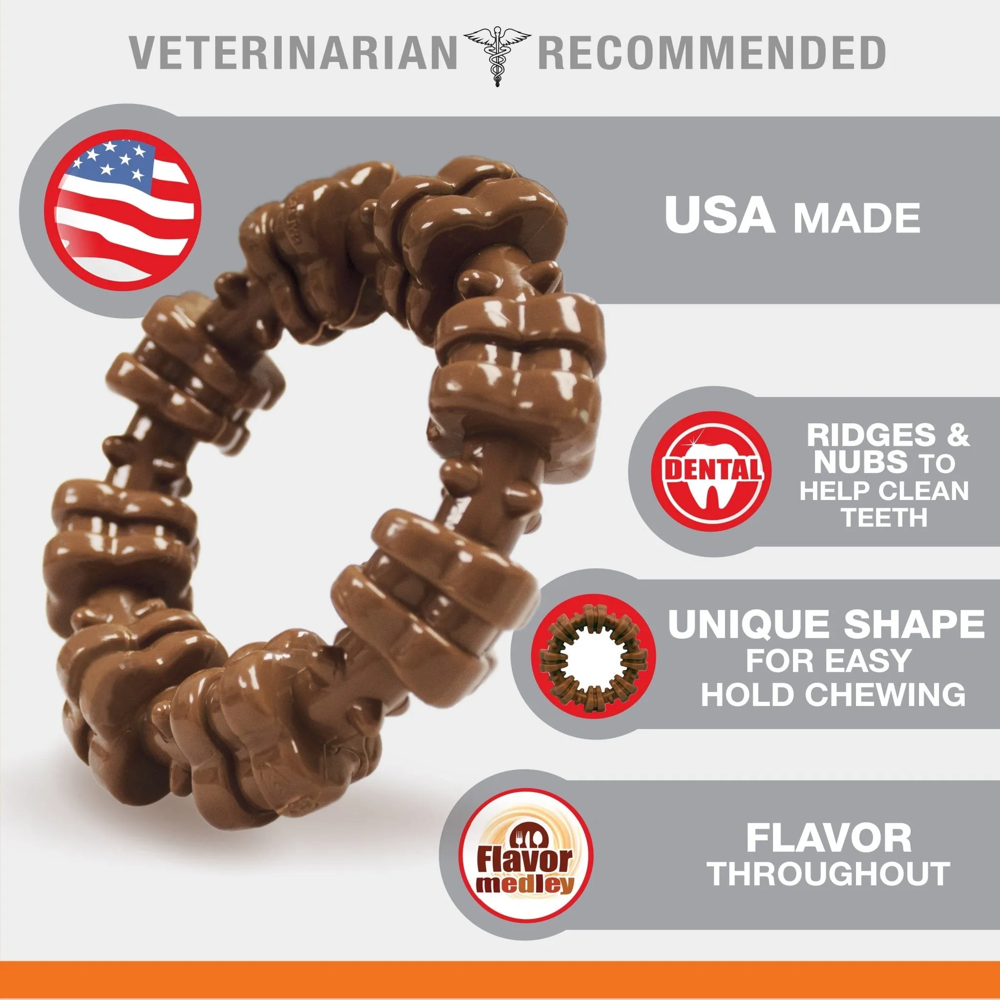 Power Chew Textured Dog Ring, Flavor Medley, Small/Regular, Up to 25 Ibs