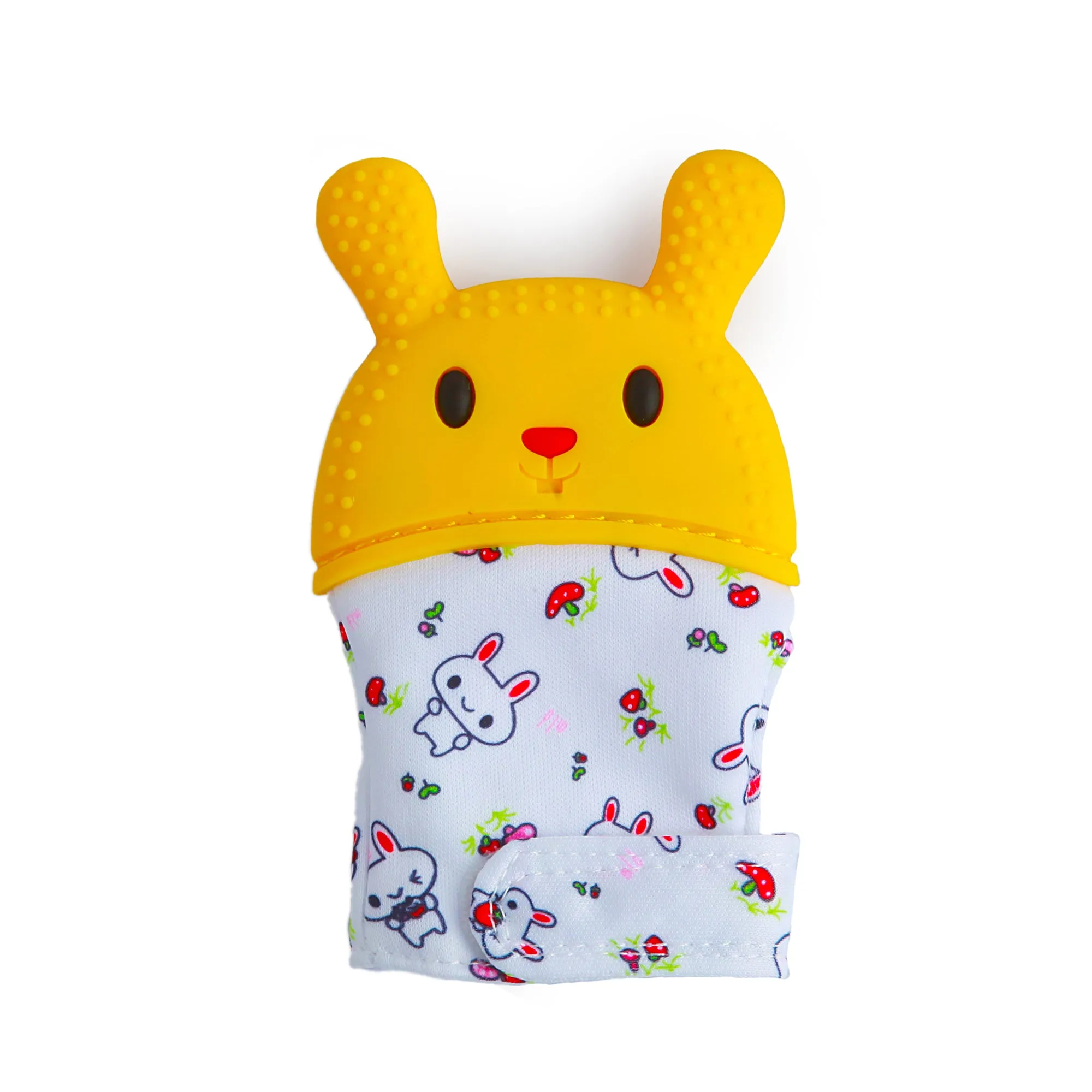 Rabbits Eat Carrots Yellow Teething Mitten - 1 pc