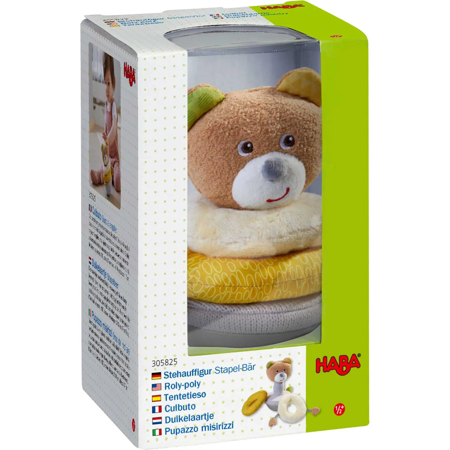 Roly Poly Bear Wobbling Soft Baby Toy with Stacking Rings