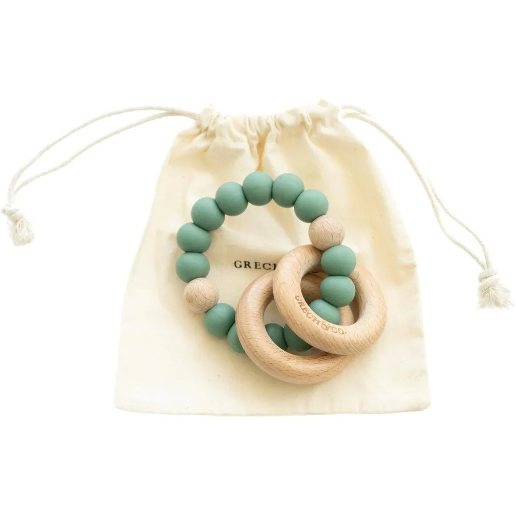 Sedona Teething Ring   Rattle - Fern