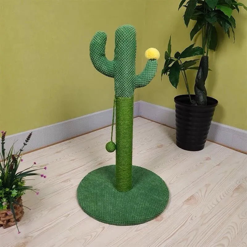 Sisal Cactus Cat Scratching Pole Woven Rope Cat Tree with Teaser Ball