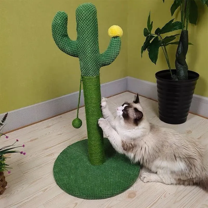 Sisal Cactus Cat Scratching Pole Woven Rope Cat Tree with Teaser Ball