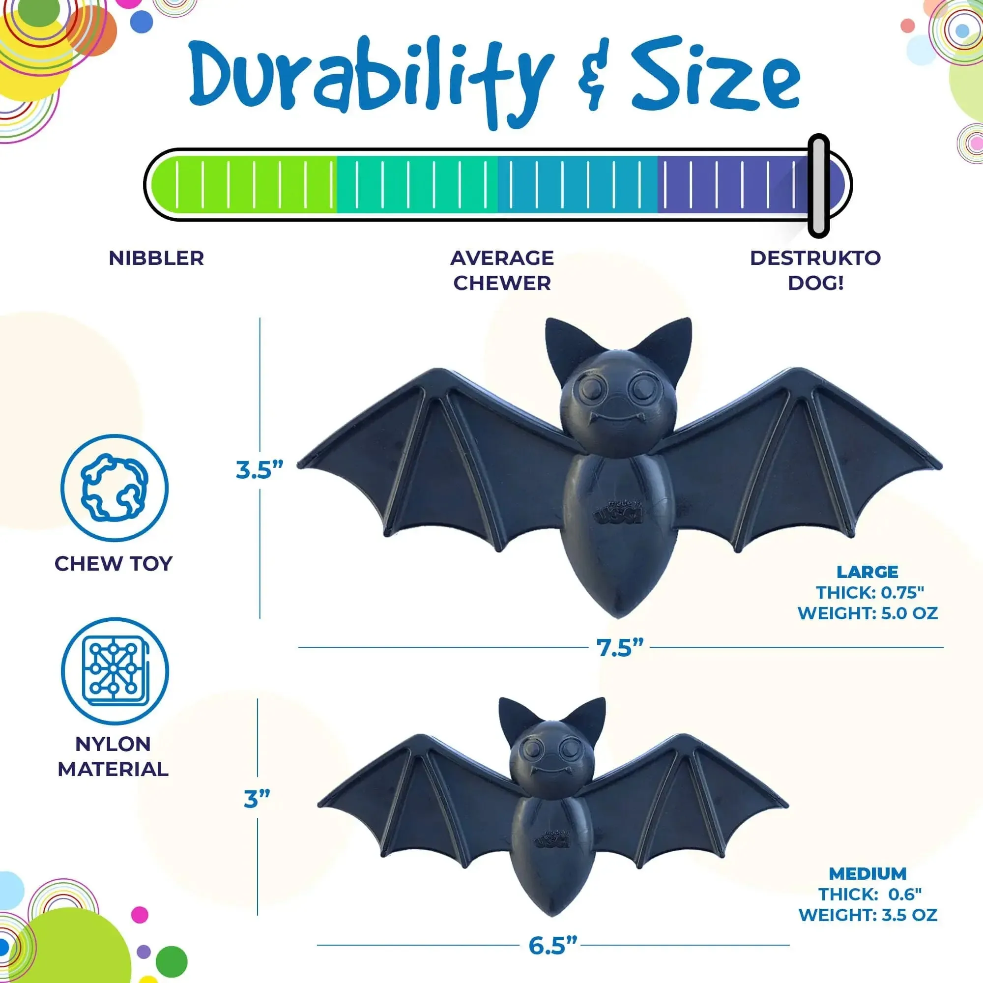 SodaPup Vampire Bat Ultra Durable Nylon Chew Toy