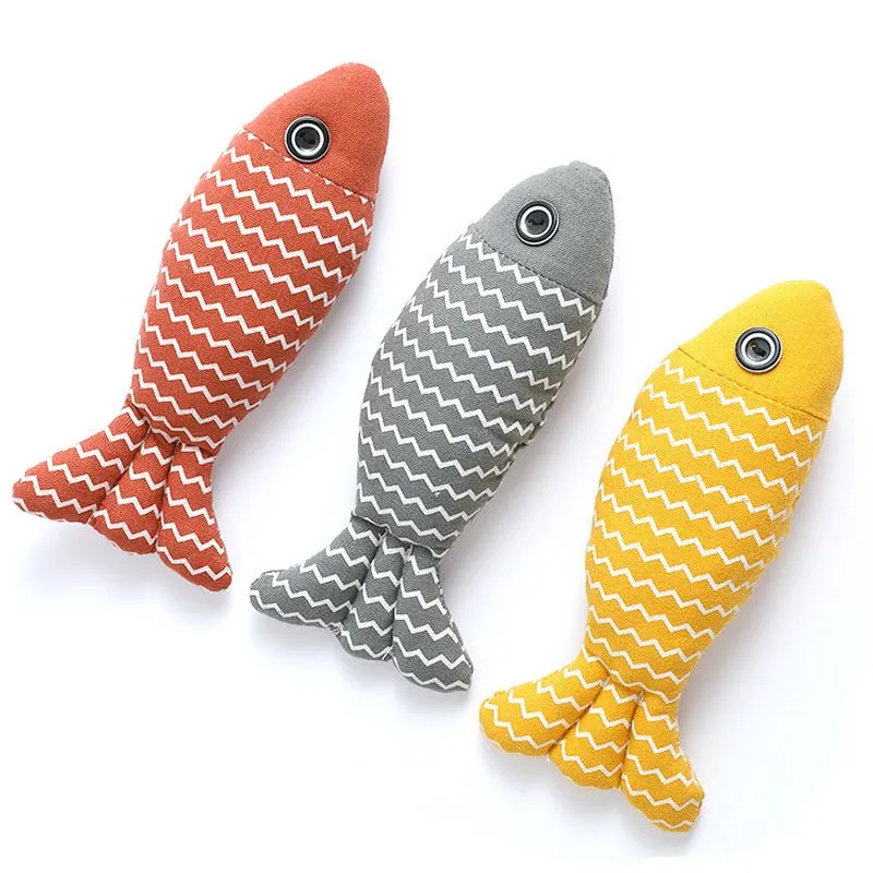 Soft Safe Comfortable Fish Indoor Interactive Exercise Cat Toys With Stuffed Catnip