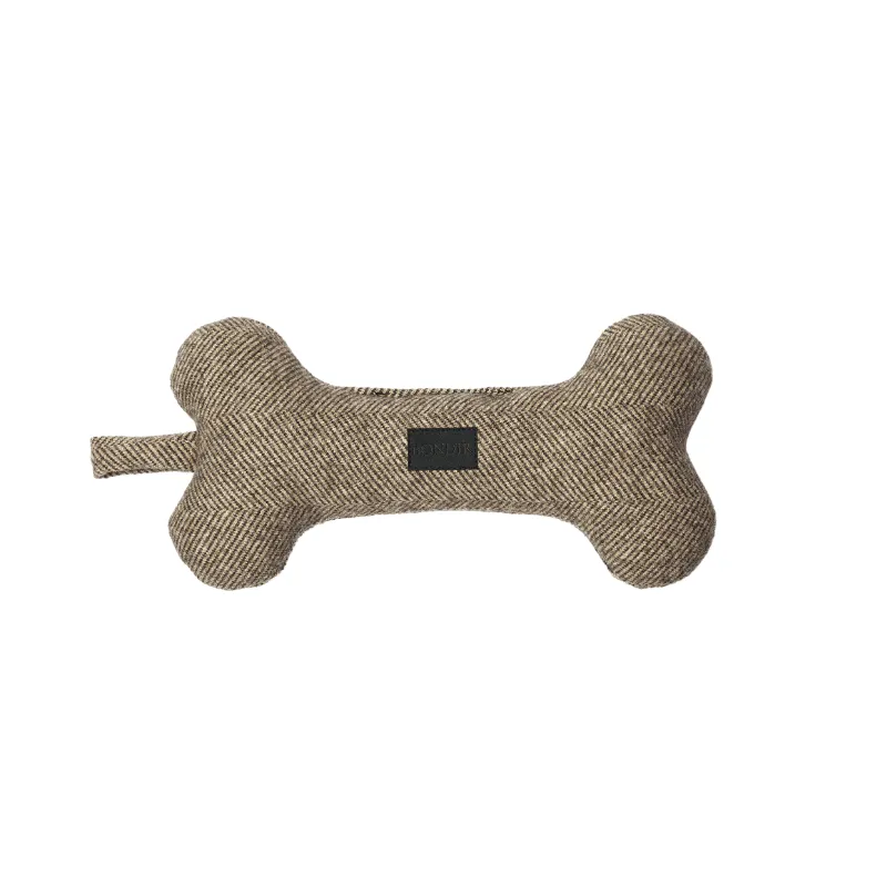 Vintage Bark Tweed Squeaky Bone Dog Toy