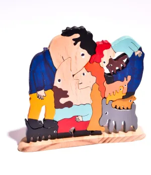 Wooden Sculpture Puzzle • Bob, Carol, Ted, Alice